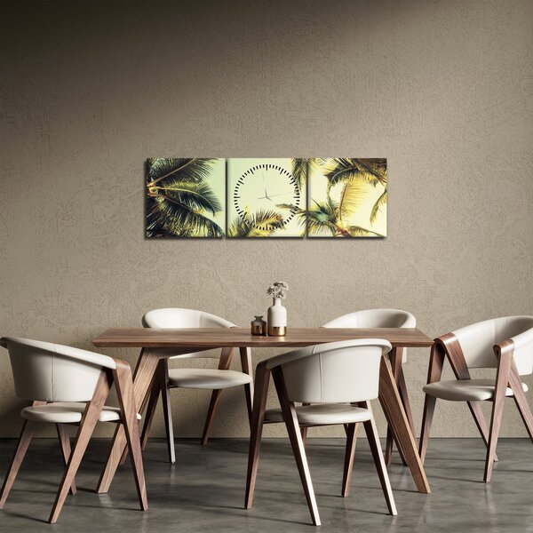Obraz z palmami kokosowymi (z zegarem) (90x30 cm)
