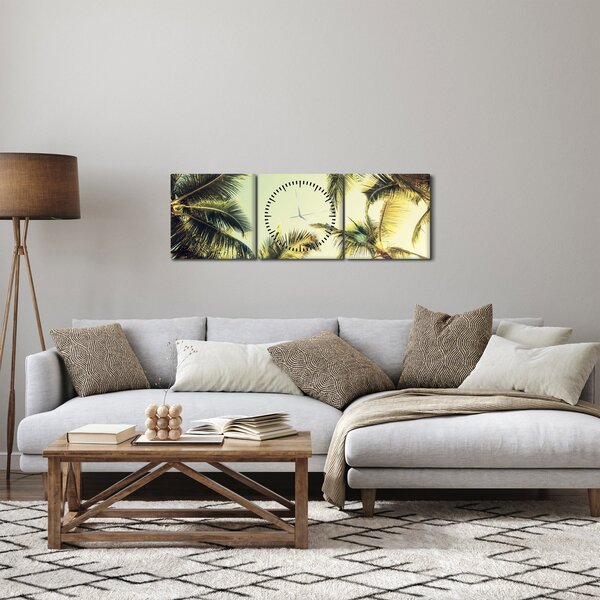 Obraz z palmami kokosowymi (z zegarem) (90x30 cm)