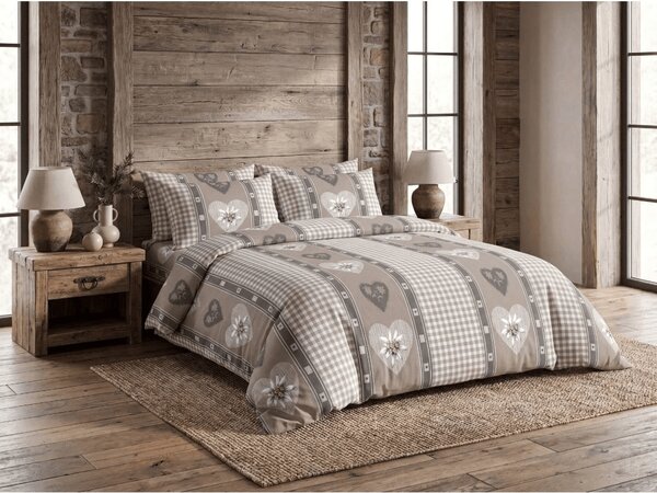 Kreponowa pościel HEART RETRO POLY szara Rozmiar pościeli: 70 x 90 cm | 140 x 200 cm