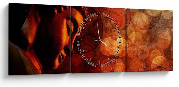 Obraz - Budda w odcieniach czerwieni (z zegarem) (90x30 cm)