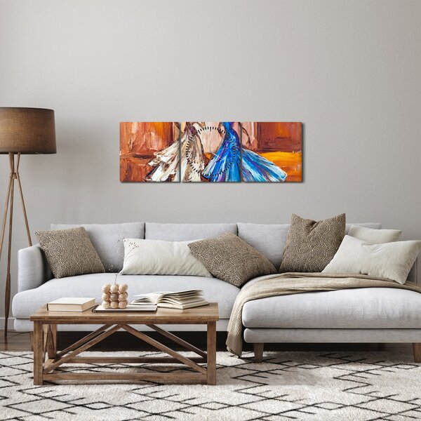 Obraz - tancerz, obraz olejny (z zegarem) (90x30 cm)