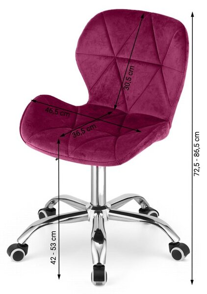 Zestaw do biura – składany stół ZARIMO 80×40 cm biały + krzesło biurowe AVOLA VELVET bordowe