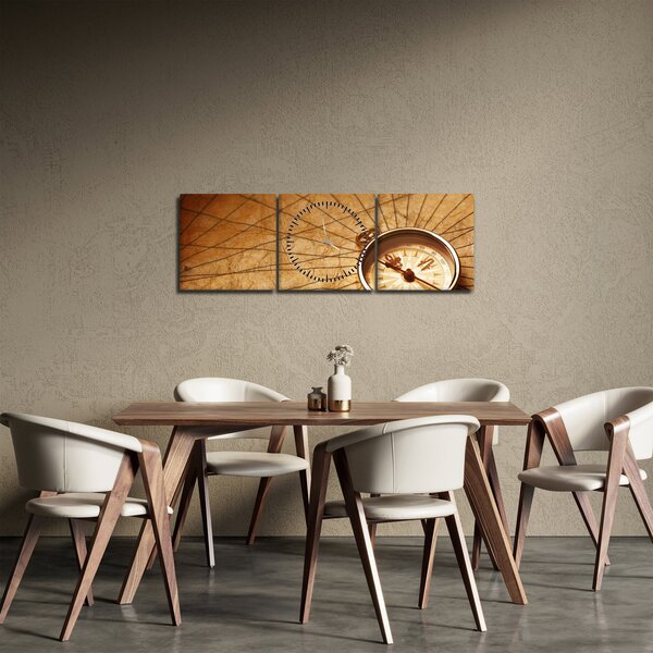 Obraz - Kompas (z zegarem) (90x30 cm)