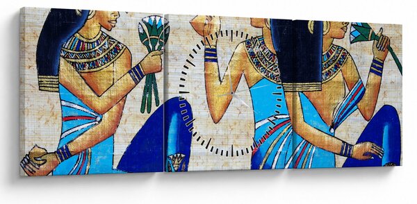 Obraz - Malarstwo egipskie (z zegarem) (90x30 cm)