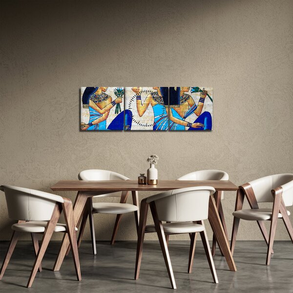 Obraz - Malarstwo egipskie (z zegarem) (90x30 cm)