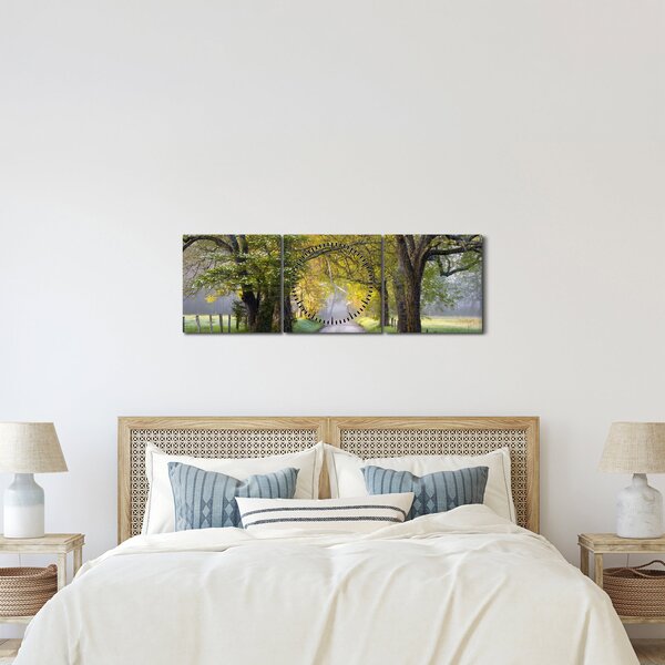 Zdjęcie - Smoky Mountains, Gatlinburg, USA (z zegarem) (90x30 cm)