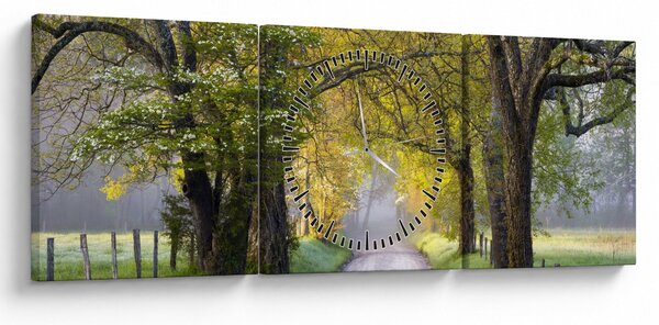 Zdjęcie - Smoky Mountains, Gatlinburg, USA (z zegarem) (90x30 cm)