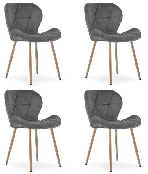 Styl I Elegancja Krzesło Mango - Aksamit Szary Ciemny / Nogi Dąb X 4