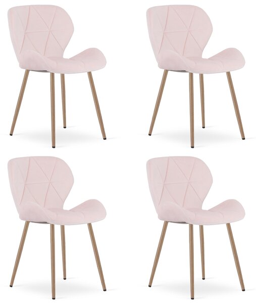 Styl I Elegancja Krzesło Mango - Aksamit Róż Jasny / Nogi Dąb X 4