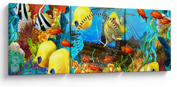 Obraz - Kolorowa rafa koralowa (z zegarem) (90x30 cm)