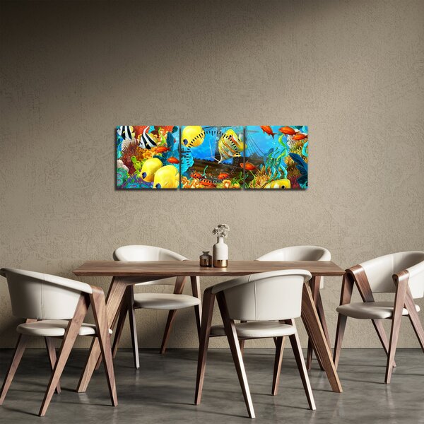 Obraz - Kolorowa rafa koralowa (z zegarem) (90x30 cm)