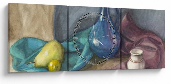 Obraz - Malowana martwa natura (z zegarem) (90x30 cm)