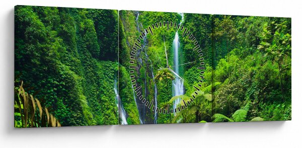 Obraz - Wodospady Madakaripura, Jawa Wschodnia, Indonezja (z zegarem) (90x30 cm)