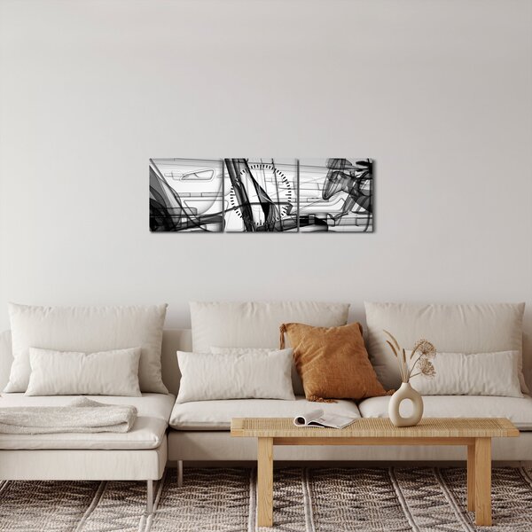 Obraz - Model samochodu 3D (z zegarem) (90x30 cm)