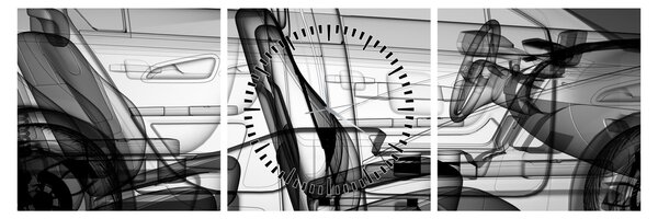 Obraz - Model samochodu 3D (z zegarem) (90x30 cm)