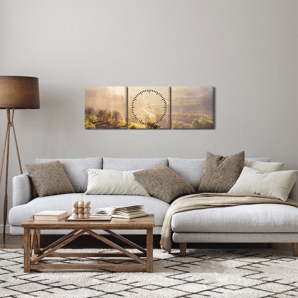 Obraz - Świt (z zegarem) (90x30 cm)