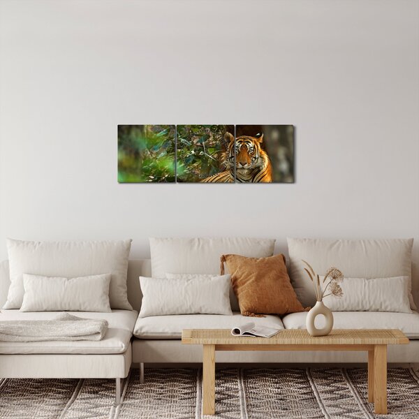 Obraz odpoczywającego tygrysa (z zegarem) (90x30 cm)