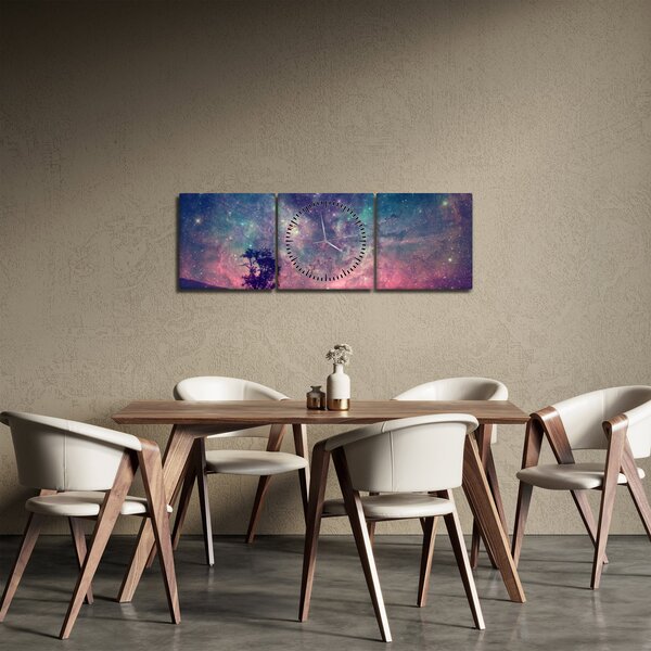 Obraz - Nieziemskie nocne niebo (z zegarem) (90x30 cm)