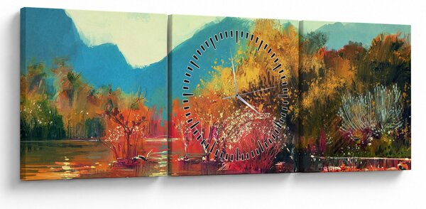 Obraz - Kolory jesieni (z zegarem) (90x30 cm)