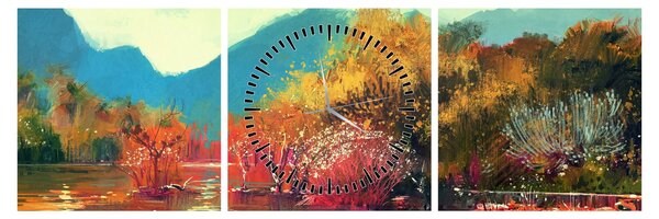 Obraz - Kolory jesieni (z zegarem) (90x30 cm)