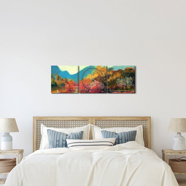 Obraz - Kolory jesieni (z zegarem) (90x30 cm)