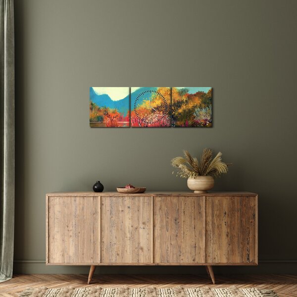 Obraz - Kolory jesieni (z zegarem) (90x30 cm)