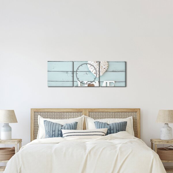 Obraz - I love home (z zegarem) (90x30 cm)
