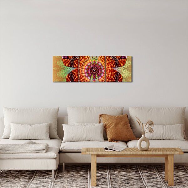 Obraz - Etno motyl (z zegarem) (90x30 cm)