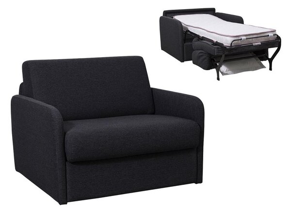Fotel rozkładany NADOA z tkaniny, z mechanizmem typu ekspres – miejsce do spania 100 cm – kolor ciemny szary