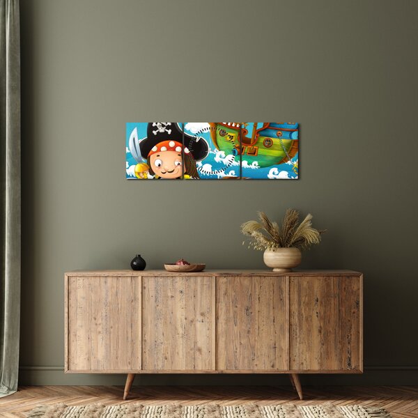 Obraz - Skarb piratów (z zegarem) (90x30 cm)