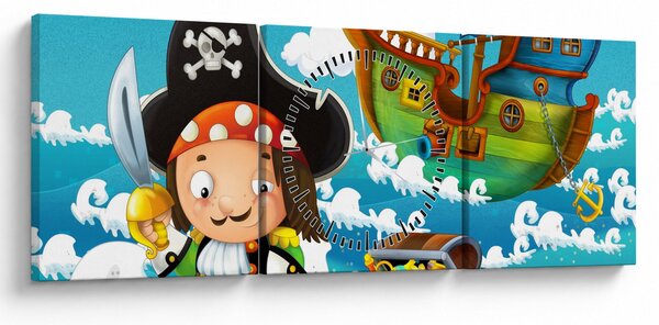 Obraz - Skarb piratów (z zegarem) (90x30 cm)