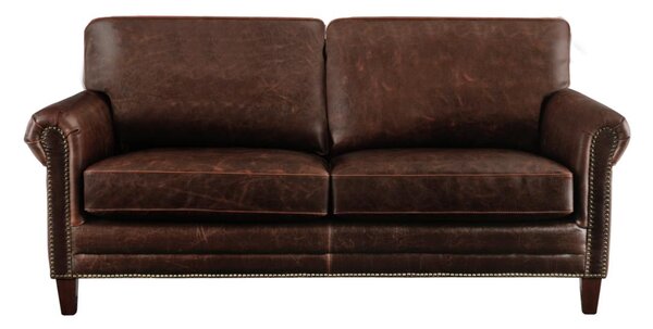 2-osobowa kanapa z postarzanej skóry CASSANDRA - Kolor: brązowy