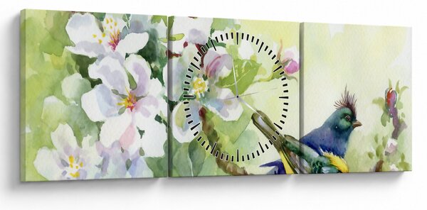 Obraz - Wiosna (z zegarem) (90x30 cm)