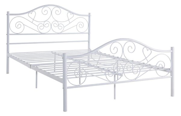 Łóżko LEYNA, 140 × 190 cm – metal – kolor biały
