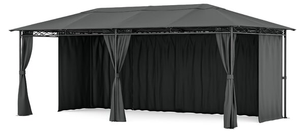 Blumfeldt Mondo Pavillon 3x6 – stalowa rama, z zasonami, odporna na warunki atmosferyczne altana ogrodowa, odporna na rdz, atwa do montau, ciemnoszara