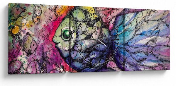 Obraz - Kolorowa rybka (z zegarem) (90x30 cm)