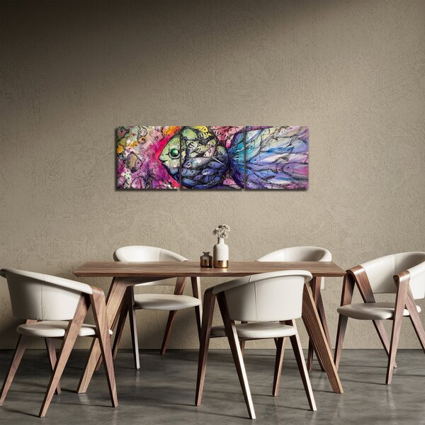 Obraz - Kolorowa rybka (z zegarem) (90x30 cm)