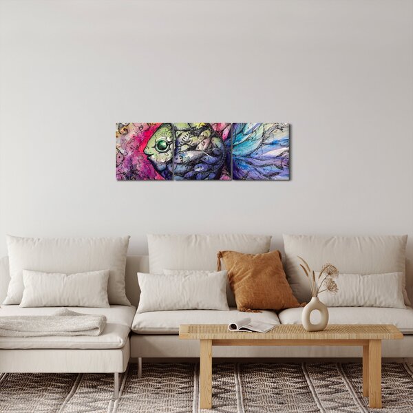 Obraz - Kolorowa rybka (z zegarem) (90x30 cm)