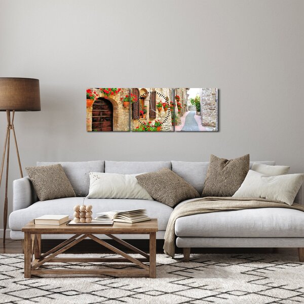 Obraz - Malownicza włoska aleja (z zegarem) (90x30 cm)