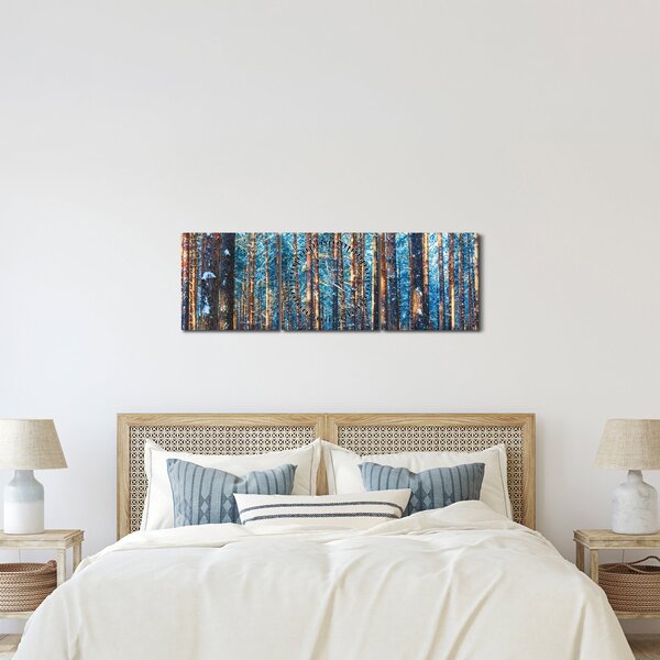 Obraz - Zimowy las (z zegarem) (90x30 cm)