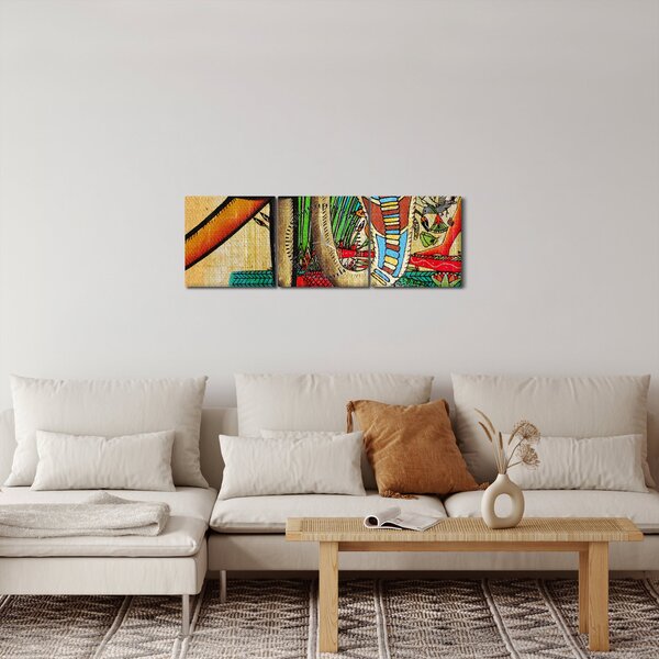 Obraz motywami egipskimi (z zegarem) (90x30 cm)