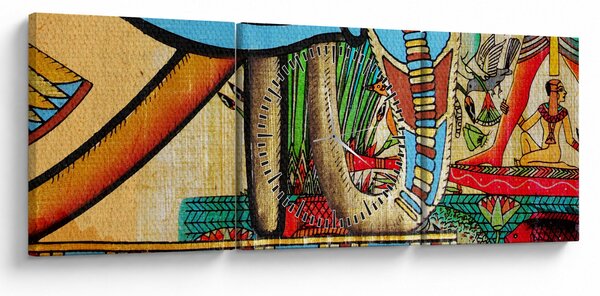 Obraz motywami egipskimi (z zegarem) (90x30 cm)
