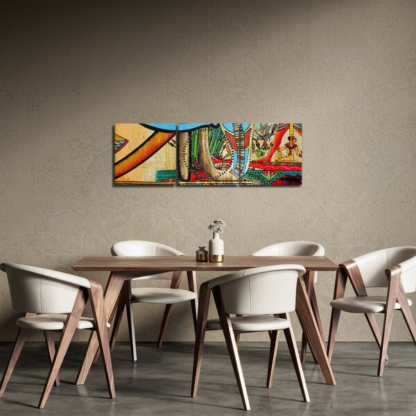 Obraz motywami egipskimi (z zegarem) (90x30 cm)