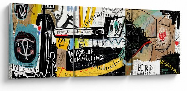 Obraz - Graffiti (z zegarem) (90x30 cm)