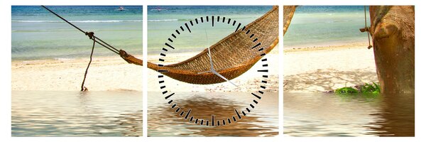 Obraz - Relaks na plaży (z zegarem) (90x30 cm)