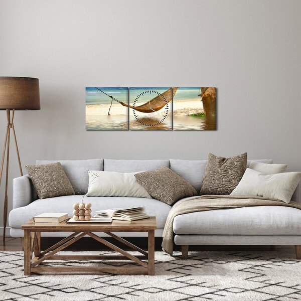 Obraz - Relaks na plaży (z zegarem) (90x30 cm)
