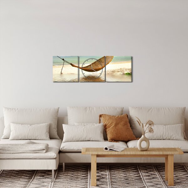 Obraz - Relaks na plaży (z zegarem) (90x30 cm)