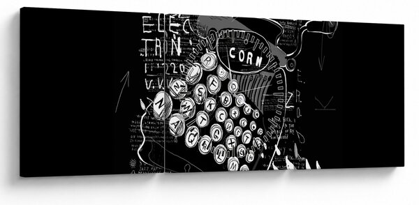 Obraz - Rysunek w stylu Banksy (z zegarem) (90x30 cm)