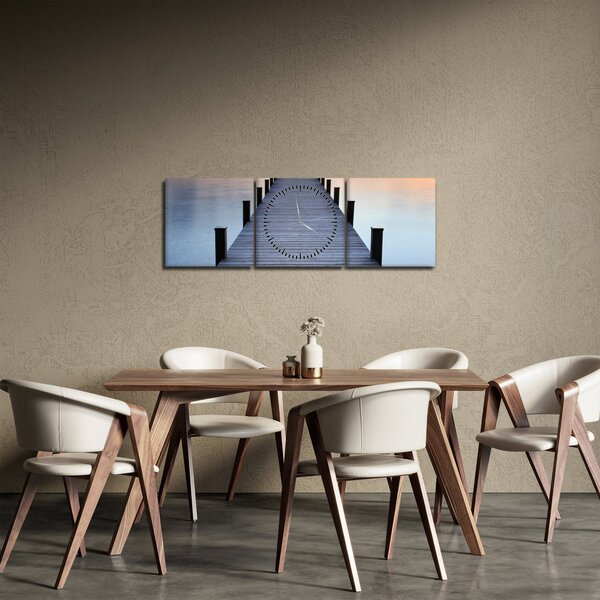 Obraz - Molo nad jeziorem Starnberger, Bavaria, Germany (z zegarem) (90x30 cm)