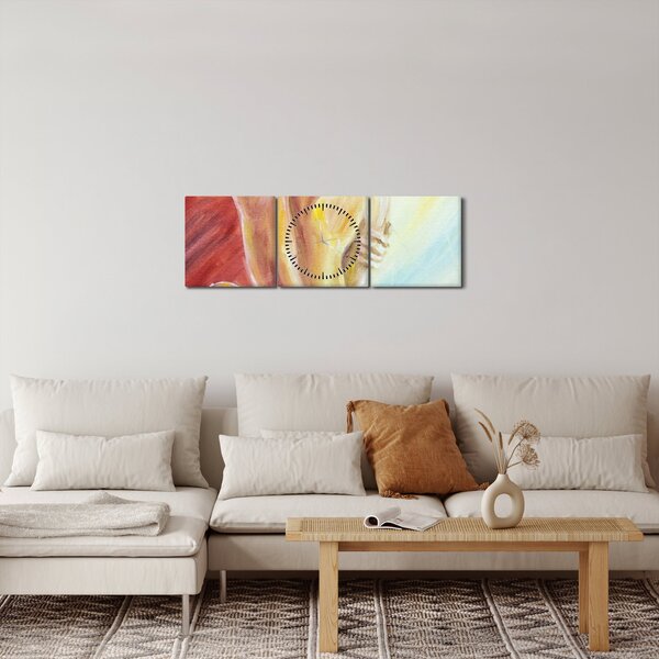 Obraz odpoczywającej kobiety, obraz olejny (z zegarem) (90x30 cm)